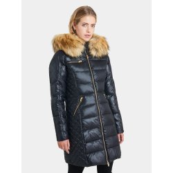 Ciara-Lustrous Nylon - Black - Raccoon Fur