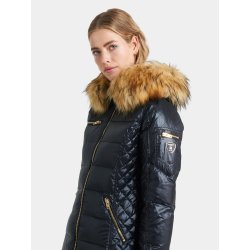 Ciara-Lustrous Nylon - Black - Raccoon Fur