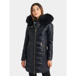 Ciara-Lustrous Nylon - Black - Raccoon Fur