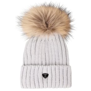 Pom Pom Beanie Hue - Light Grey - Natur - Raccoon