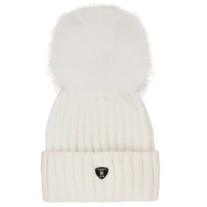 Pom Pom Beanie Hue - White / White Raccoon