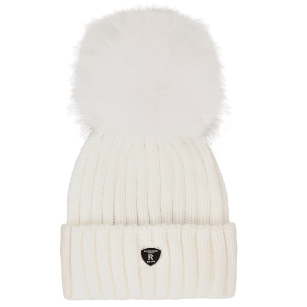 Pom Pom Beanie Hue - White / White Raccoon