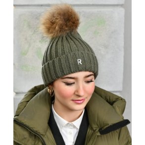 Pom Pom Beanie Hue - Army /  Raccoon