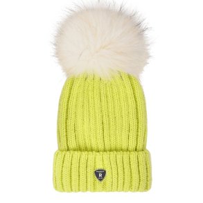 Pom Pom Beanie Hue  - Lime / Raccoon