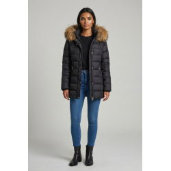 Joyce Mid - Black - Natural Raccoon Fur