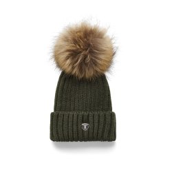 Pom Pom Beanie Hue - Army /  Raccoon