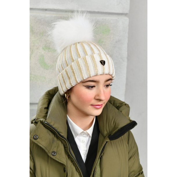Hat Pom Pom X - Rockandblue - White - Gold - Raccoon