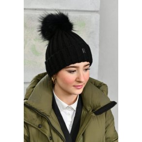 Pom Pom Beanie - Sort - Sort - Raccoon